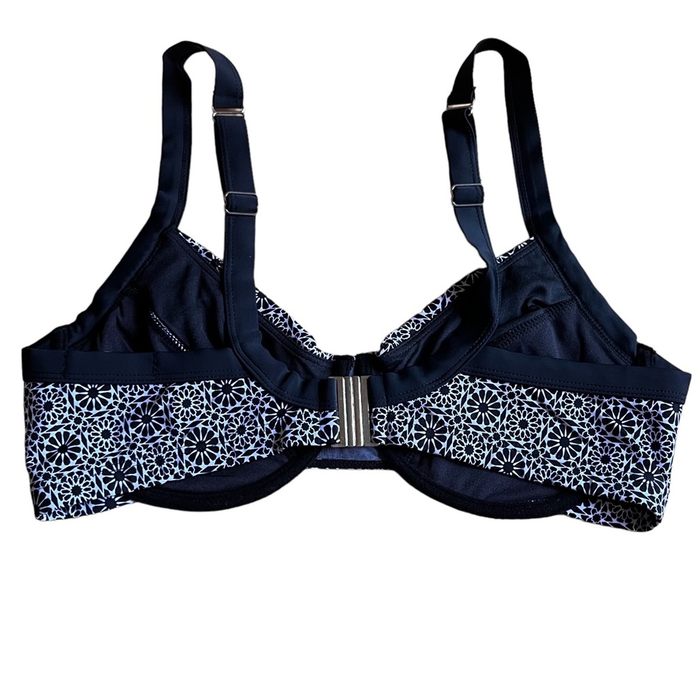 Ellos Bikini Swim Top Sz 14 Black White Boho Underwire Lined Full Coverage - Picture 4 of 8
